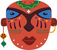 trä- afrikansk mask i platt naiv stil vektor