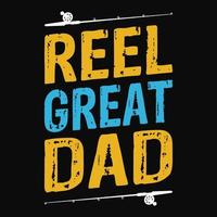 reel great dad - fischer, boot, fischvektor, vintage angelembleme, angeletiketten, abzeichen - angelt-shirt design vektor