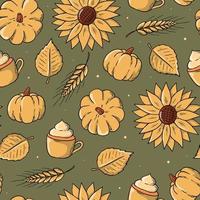 Herbst und Thanksgiving nahtloses Muster mit Kritzeleien für Tapeten, Textildrucke, Scrapbooking, Verpackung, Geschenkpapier usw. Folge 10 vektor