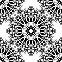 abstrakte florale Mandala-Zeichnung, Umriss rundes Blumenmuster im Mehndi-Stil zum Ausmalen von Buchseiten. Antistress für Erwachsene Mandala, Doodle-Ornament-Mandala, handgezeichnete Vektorillustration vektor
