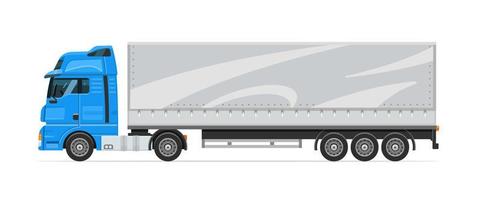 Sattelzug mit weißem Anhänger. Güterverkehr. Maschine für den Warentransport. Vektor-Illustration vektor