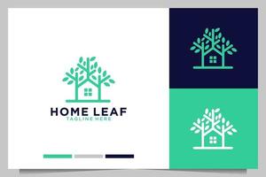 grön elegant Hem blad logotyp design vektor