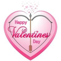 valentine rosett och pil vektor design, rosett och pil med hjärta form, Lycklig valentines dag