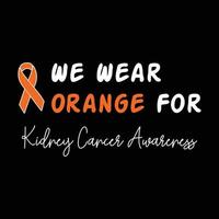 njure cancer medvetenhet text t-shirt design med orange band bäst för skriva ut design tycka om t-shirt, mugg, ram och Övrig vektor
