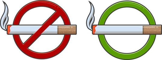 Rauchverbot und Raucherbereich Schilder, Vektordesign vektor