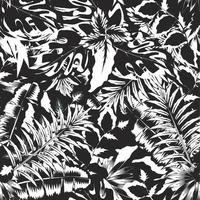 årgång tropisk regnskog växter löv illustration med exotisk svart och vit botanisk sömlös mönster. exotisk tropikerna. sommar design. natur tapet. djungel bakgrund. vektor dekorativ