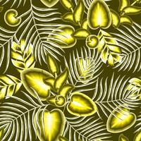 botanisk sömlös tropisk mönster med grön ljus växter löv och lövverk på pastell bakgrund. sommar färgrik hawaiian sömlös mönster med tropisk växter. utskrift och textil. exotisk tropisk vektor