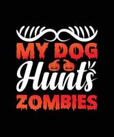 min hund jagar zombies halloween t-shirt design vektor