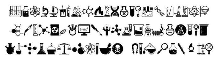 Reihe von Laborsymbolen auf weißem Hintergrund vektor