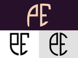 kreative anfangsbuchstaben pe-logo-designs paket. vektor