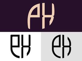 kreativ första brev px logotyp mönster bunt. vektor