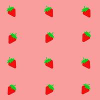 Vektor niedliches Cartoon-Erdbeermuster auf rosa Hintergrund mit linker und rechter Winkelposition