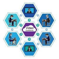 video konferens för affärsman och affärskvinna vektor