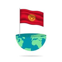 kyrgyzstan flagga Pol på klot. flagga vinka runt om de värld. lätt redigering och vektor i grupper. nationell flagga vektor illustration på vit bakgrund.