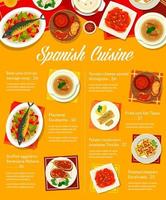 spanska kök maträtter meny sida vektor