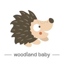 Vektor handgezeichneter flacher Baby-Igel. lustige Waldtier-Ikone. niedliche waldtierische illustration für kinderdesign, druck, briefpapier