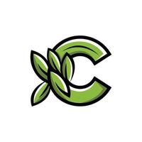 brev c blad natur ekologi logotyp vektor