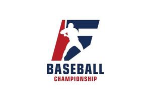 bokstaven f med baseball logotyp design. vektor designmallelement för sportlag eller företagsidentitet.