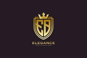 Initial eb Elegantes Luxus-Monogramm-Logo oder Abzeichen-Vorlage mit Schriftrollen und Königskrone – perfekt für luxuriöse Branding-Projekte vektor