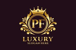 Royal Luxury Logo-Vorlage mit anfänglichem pf-Buchstaben in Vektorgrafiken für luxuriöse Branding-Projekte und andere Vektorillustrationen. vektor