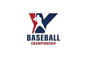 buchstabe y mit baseball-logo-design. Vektordesign-Vorlagenelemente für Sportteams oder Corporate Identity. vektor