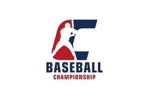 bokstaven c med baseball logotyp design. vektor designmallelement för sportlag eller företagsidentitet.