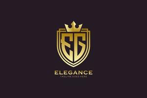 första t.ex elegant lyx monogram logotyp eller bricka mall med rullar och kunglig krona - perfekt för lyxig branding projekt vektor