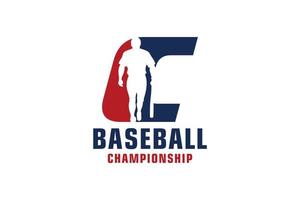 Buchstabe c mit Baseball-Logo-Design. Vektordesign-Vorlagenelemente für Sportteams oder Corporate Identity. vektor