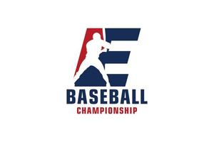 bokstaven e med baseball logotyp design. vektor designmallelement för sportlag eller företagsidentitet.