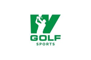 alfabet brev ikon logotyp w för golf logotyp design vektor mall, vektor märka av golf, logotyp av golf mästerskap, illustration, kreativ ikon, design begrepp