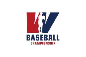bokstaven w med baseball logotyp design. vektor designmallelement för sportlag eller företagsidentitet.