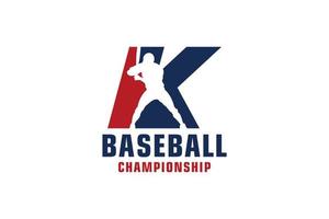 bokstaven k med baseball logotyp design. vektor designmallelement för sportlag eller företagsidentitet.