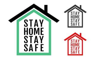 vektorsymbol des hauses mit text von stay home stay safe vektor