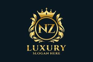 Royal Luxury Logo-Vorlage mit anfänglichem nz-Buchstaben in Vektorgrafiken für luxuriöse Branding-Projekte und andere Vektorillustrationen. vektor