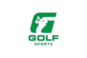 Alphabet-Buchstaben-Symbol-Logo g für Golf-Logo-Design-Vektorvorlage, Vektoretikett des Golfsports, Logo der Golfmeisterschaft, Illustration, kreative Ikone, Designkonzept vektor