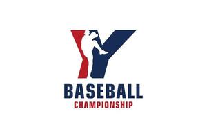 bokstaven y med baseball logotyp design. vektor designmallelement för sportlag eller företagsidentitet.