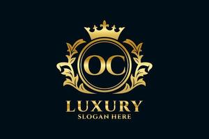 Royal Luxury Logo-Vorlage mit anfänglichem OC-Buchstaben in Vektorgrafiken für luxuriöse Branding-Projekte und andere Vektorillustrationen. vektor