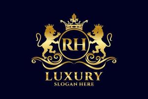 Anfangsbuchstabe rh lion royal Luxus-Logo-Vorlage in Vektorgrafiken für luxuriöse Branding-Projekte und andere Vektorillustrationen. vektor