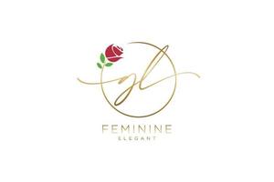 Initial gl feminines Logo Schönheitsmonogramm und elegantes Logo-Design, Handschrift-Logo der Erstunterschrift, Hochzeit, Mode, Blumen und Pflanzen mit kreativer Vorlage. vektor