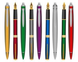 Kugelschreiber in verschiedenen Farben auf weißem Hintergrund vektor