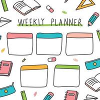doodled varje vecka planerare vektor