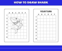 wie man Haie für Kinder zeichnet. wie man Haie zum Entspannen und Meditieren zeichnet. vektor