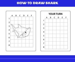 wie man Haie für Kinder zeichnet. wie man Haie zum Entspannen und Meditieren zeichnet. vektor