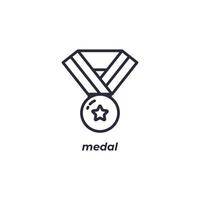 Vektorzeichen des Medaillensymbols wird auf einem weißen Hintergrund lokalisiert. Symbolfarbe editierbar. vektor