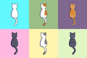 uppsättning av sex tecknad serie katter vektor