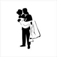 braut und bräutigam-silhouette. Hochzeitspaar Zeichen und Symbol. vektor