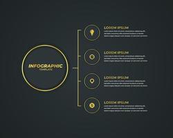 guld infographic design med 4 steg för data visualisering, diagram, årlig Rapportera, webb design, presentation. vektor företag mall
