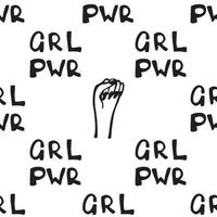 Girl-Power-Zitat mit nahtlosem Muster. grl pwr-Slogan. weibliche, feministische symbole. vektor