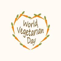 Karottenherz-Vektorillustration für den vegetarischen Welttag. vektor