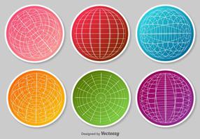 Set av Globe Grid Vector Stickers